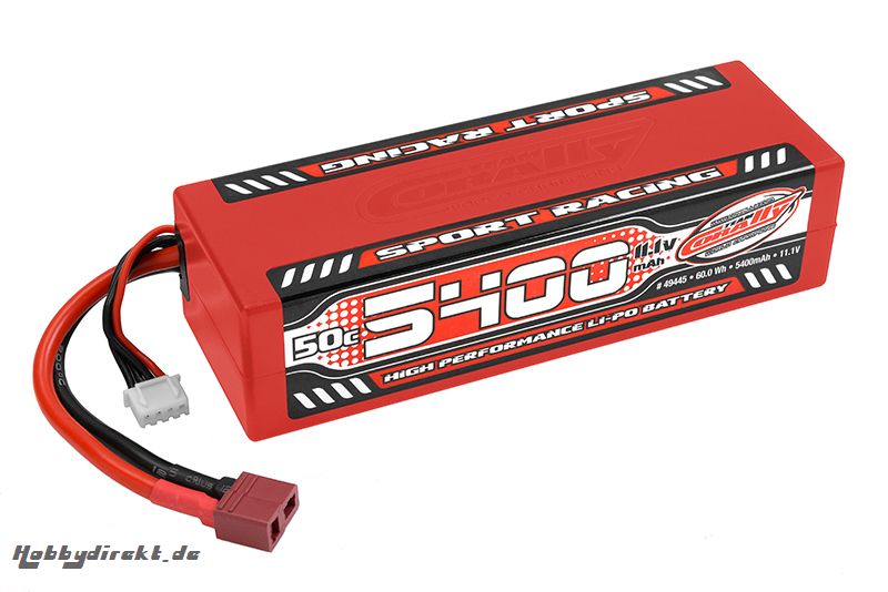 Team Corally - Sport Racing 50C LiPo Battery - 5400mAh - 11.1V - Stick 3S - Hard Wire - T-Plug C-49445