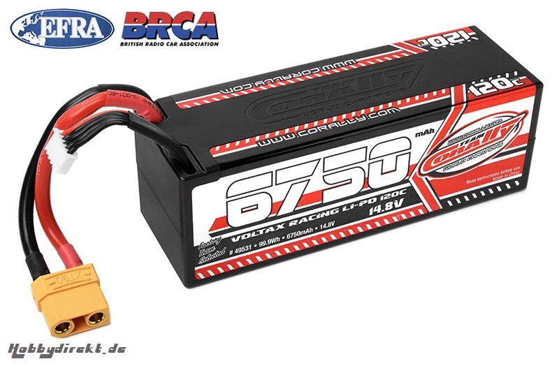 Team Corally - Voltax 120C LiPo Battery - 6750mAh - 14.8V - Stick 4S - Hard Wire - XT90 C-49531