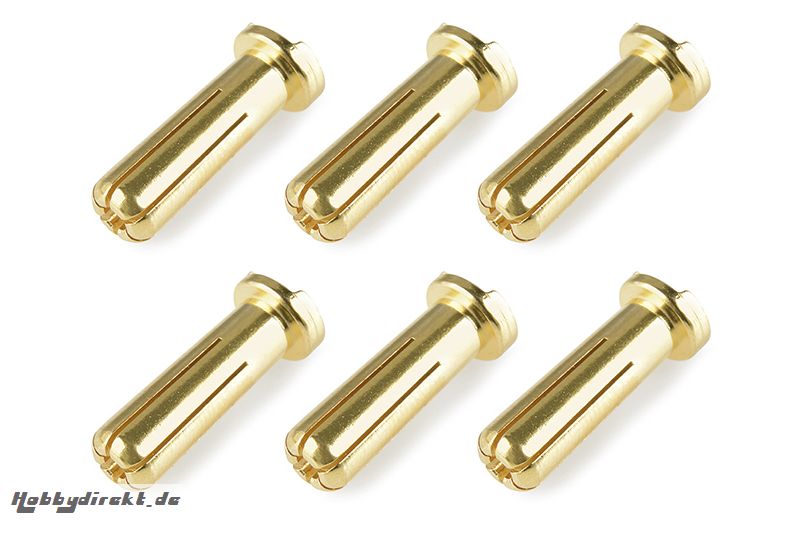 Team Corally - Bullit Steckverbinder 5.0mm - Stecker - mit Schlitz - Vergoldet - Ultra niedrigen Widerstand - Winkel 90 Grad.- 6 St C-50153