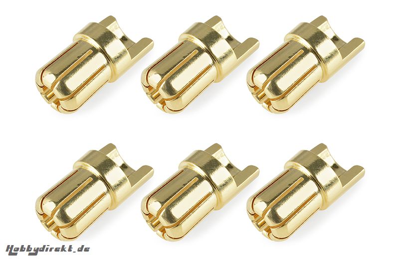 Team Corally - Bullit Steckverbinder 6.5mm - Stecker - mit Schlitz - Vergoldet - Ultra niedrigen Widerstand - Gerade Kabel - 6 St C-50155