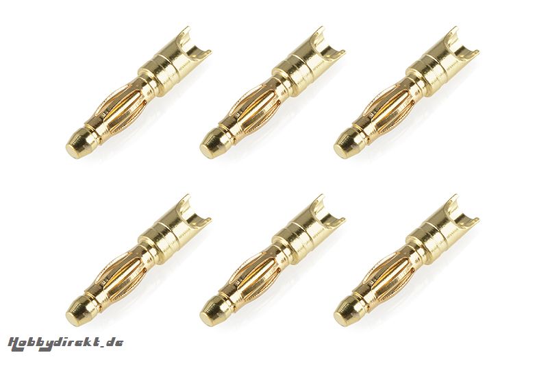 Team Corally - Bullit Steckverbinder 2.0mm - Stecker - mit Feder - Vergoldet - Gerade Kabel - 6 St C-50170