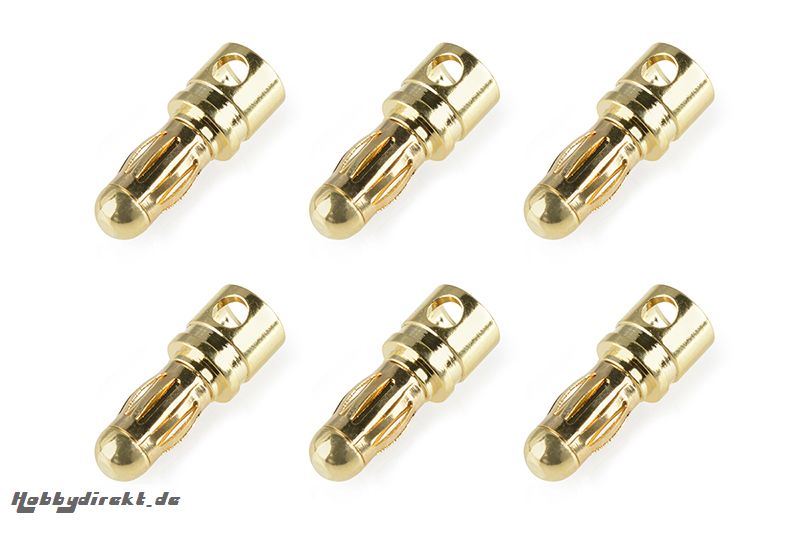 Team Corally - Bullit Steckverbinder 3.5mm - Stecker - mit Feder - Vergoldet - Gerade Kabel - 6 St C-50171