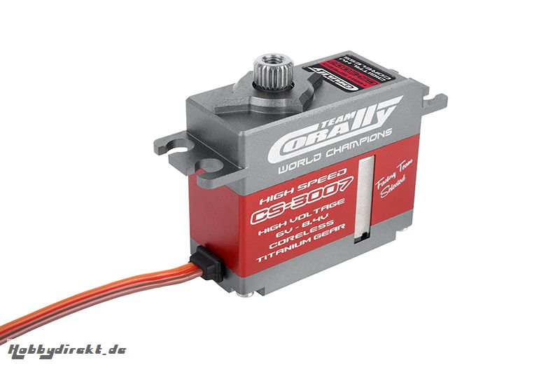 Team Corally - CS-3007 HV High Speed Mini Servo - High Voltage - Glockenankermotor - Titan Zahnräder - Kugelgelagert - Aluminium Gehäuse C-52003