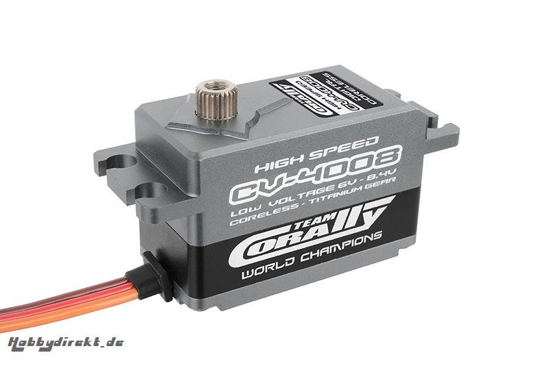 Team Corally - CV-4008 LV High Speed Low CG Servo - Low Voltage - Glockenankermotor - Titan Zahnräder - Kugelgelagert - Aluminium Gehäuse C-52012