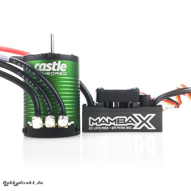 Castle - Mamba X - Combo - 1-10 Extreme Brushless Car Regler mit 1406-4600 Sensored Motor CC-010-0155-01