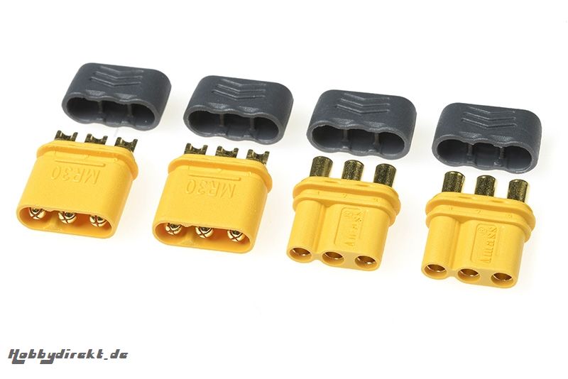 G-Force RC - Connector - MR-30 3-Polig - mit Kappe - Goldkontakten - Stecker + Buchse - 2 Paare GF-1085-001