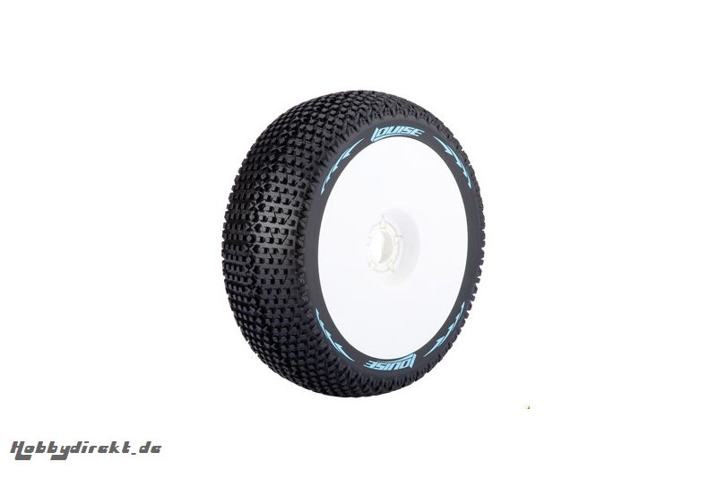 Louise RC - B-TURBO - 1-8 Buggy Reifen - Fertig Verklebt - Super Soft - Felgen Weiss - Hex 17mm - 1 Paar LR-T3104VW