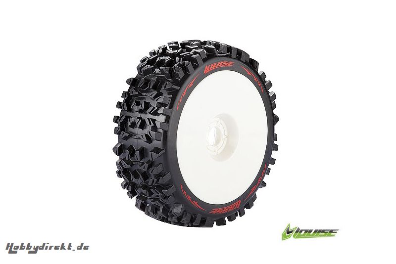 Louise RC - B-PIONEER - 1-8 Buggy Reifen - Fertig Verklebt - Soft - Felgen Weiss - Hex 17mm - 1 Paar LR-T3130SW