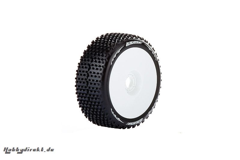 Louise RC - B-HORNET - 1-8 Buggy Reifen - Fertig Verklebt - Soft - Felgen Weiss - Hex 17mm - 1 Paar LR-T3150SW