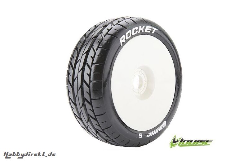 Louise RC - B-ROCKET - 1-8 Buggy Reifen - Fertig Verklebt - Soft - Felgen Weiss - Hex 17mm - 1 Paar LR-T3190SW