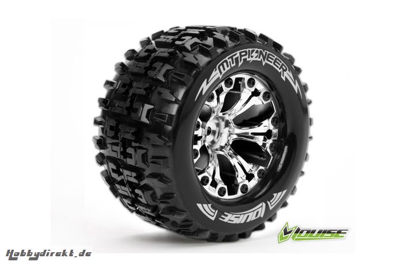 Louise RC - MT-PIONEER - 1-10 Monster Truck Reifen - Fertig Verklebt - Soft - 2.8 Felgen Chrom - 0-Offset - 2.8 Felgen Chrom - 0-Offset - EP STAMPE