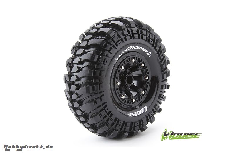 Louise RC - CR-CHAMP - 1-10 Crawler Reifen - Fertig Verklebt - Super Soft - 2.2 Felgen Schwarz - Hex 12mm - 1 Paar LR-T3236VB