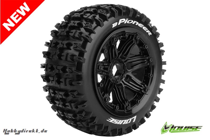 Louise RC - B-PIONEER - 1-5 Buggy Reifen - Fertig Verklebt - SPORT - Felgen Schwarz 24mm - Hex - Vorder - 1 Paar LR-T3267B