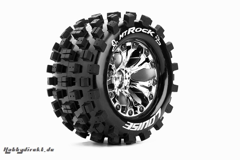 Louise RC - MT-ROCK - 1-10 Monster Truck Reifen - Fertig Verklebt - Soft - 2.8 Felgen Chrom - BB - GP JATO 2WD Vorder - GP STAMPEDE 2WD Vorder - GP R