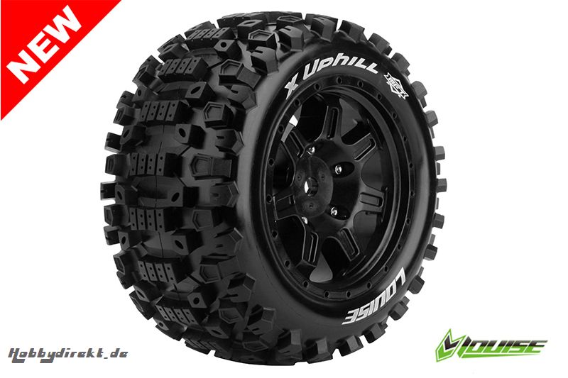 Louise RC - X-UPHILL - X-Maxx Reifen - Fertig Verklebt - SPORT - Felgen Schwarz - Hex 24mm - 1 Paar LR-T3297B