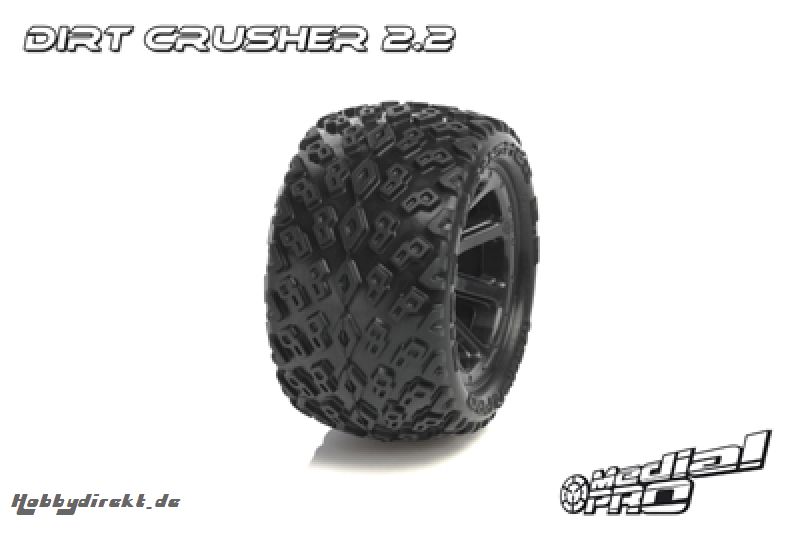 Medial Pro - Sport Reifen und Felgen verklebt - Dirt Crusher 2.2 - Schwarze Felgen - Revo 1/16 Serien MP-5105