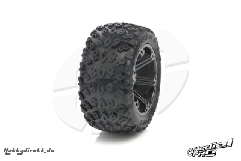 Medial Pro - Tyre set pre-mounted Dirt Crusher 2.8 , White rims fits Front JATO, NITRO SPORT, NITRO RUSTLER MP-5540