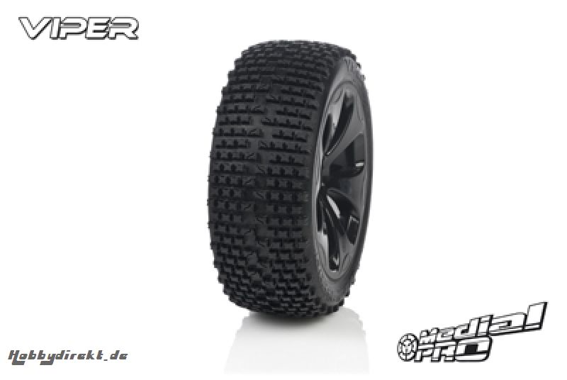 Medial Pro - Racing Reifen und Felgen verklebt - Viper - M3 Soft - Schwarze Felgen - Vorder SLASH 2WD MP-6125-M3