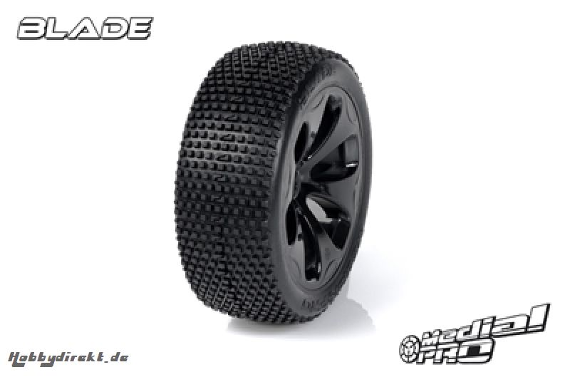 Medial Pro - Racing Reifen und Felgen verklebt - Blade - M4 Super Soft - Schwarze Felgen - Vorder SLASH 2WD MP-6135-M4