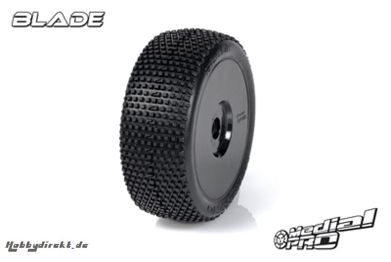 Medial Pro - Racing Reifen und Felgen verklebt - Blade - M2 Medium - Buggy 1/8 - 17mm Sechskant - Weisse Felgen MP-6435-M2