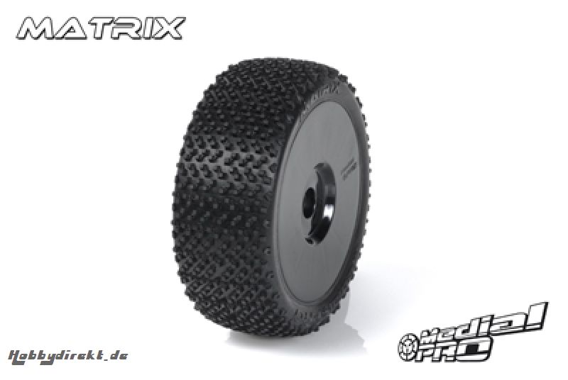 Medial Pro - Racing Reifen und Felgen verklebt - Matrix - M4 Super Soft - Buggy 1/8 - 17mm Sechskant - Weisse Felgen MP-6475-M4