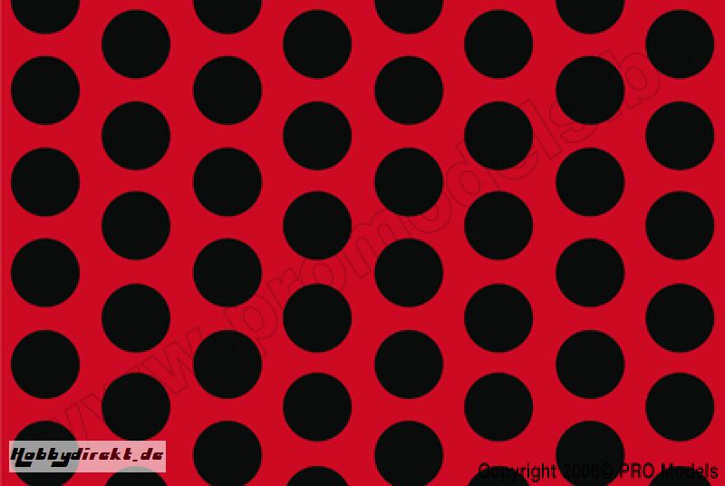 Oracover - Fun 1 (16mm Dots) Fluorescent Red + Black ( Length : Roll 10m , Width : 60cm ) OR-41-021-071-010