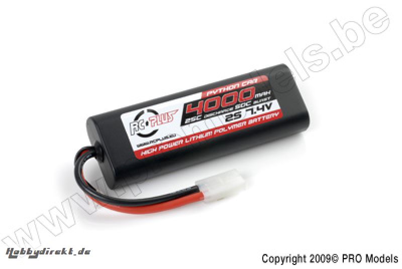 RC Plus - Python Plus Car 25C 4000 Mah 2S 7,4V Hard Case, Tamiya RC-PPC25-4000-2ST