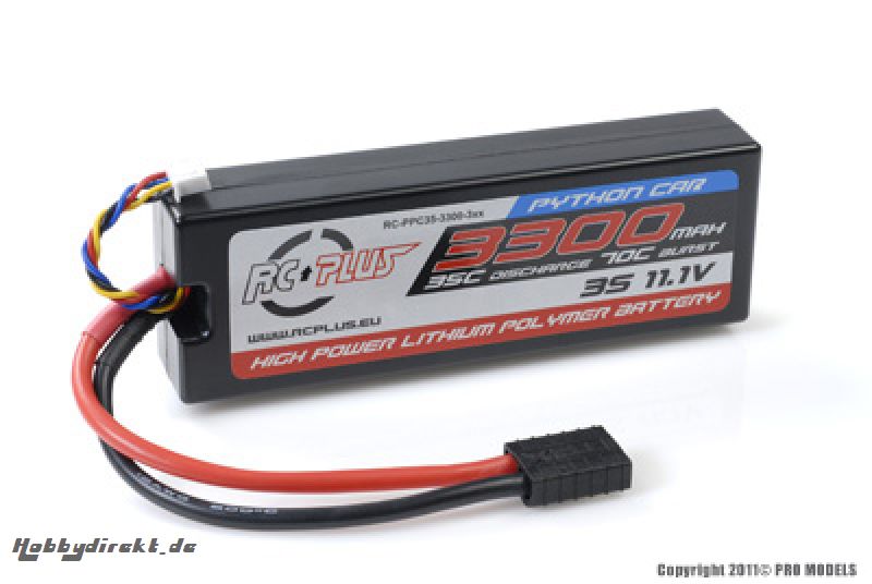 RC Plus - Python Plus Car 35C 3300 Mah 3S 11,1V Hard Case, Traxxas RC-PPC35-3300-3SX