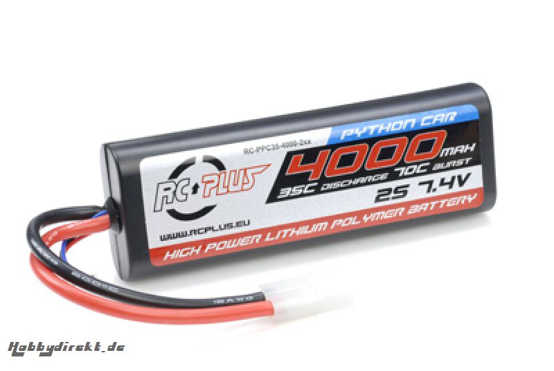 RC Plus - Python Plus Car 35C 4000 Mah 2S 7,4V Hard Case, Tamiya RC-PPC35-4000-2ST