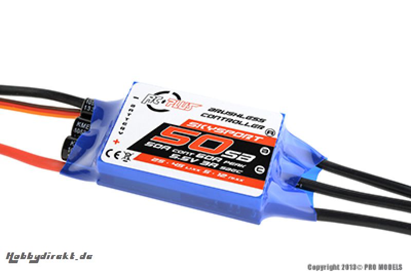 RC Plus - Skysport 50 - Flugregler für Brushless Motoren - 50A - 2-4S - Sbec RC-SKS-050-SB