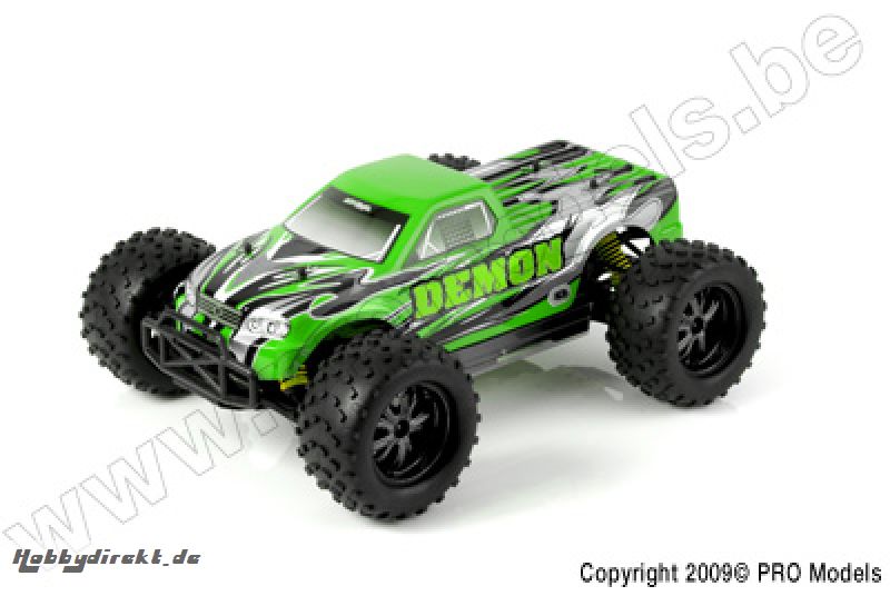 DEMON 1/10 EP BRUSHLESS MONSTER TRUCK RTR (incl: 2 channel 2.4Ghz pistol grip radio, 5kg steering servo, brushless motor, 60A programmable ESC) RVB-E0