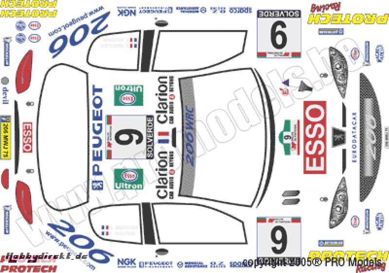 DEKORB. PEUGEOT 206 ESSO 1/6 T70.060