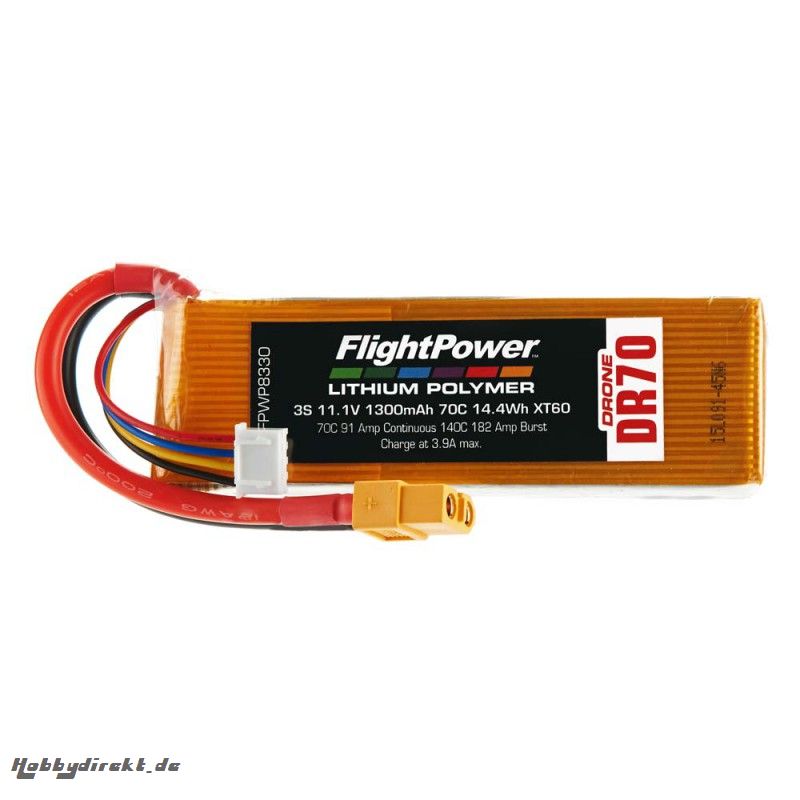 Flightpower LIPO DRONE 11.1V 1300mAh 70C XT6 FPWP8330