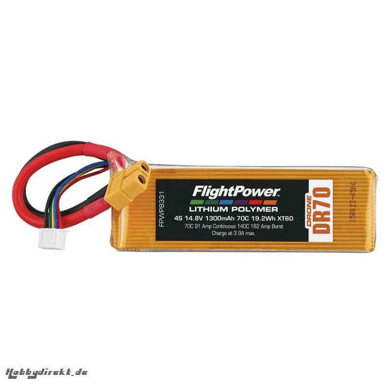 Flightpower LIPO DRONE 14.8V 1300mAh 70C XT6 FPWP8331