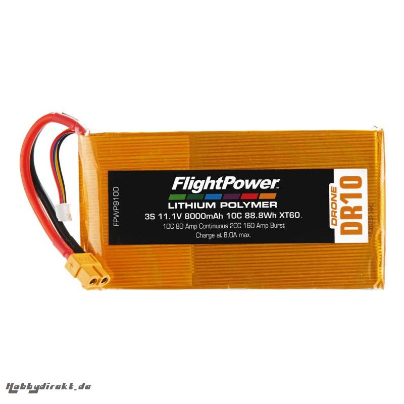 Flightpower LIPO DRONE 11.1V 8000mAh 10C XT6 FPWP9100