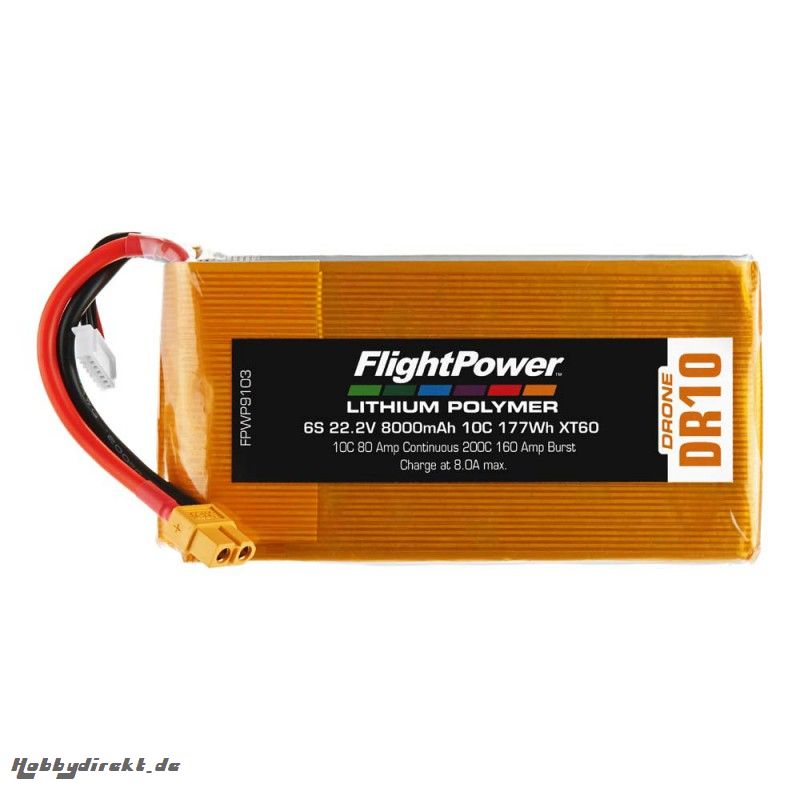 Flightpower LIPO DRONE 22.2V 8000mAh 10C XT6 FPWP9103