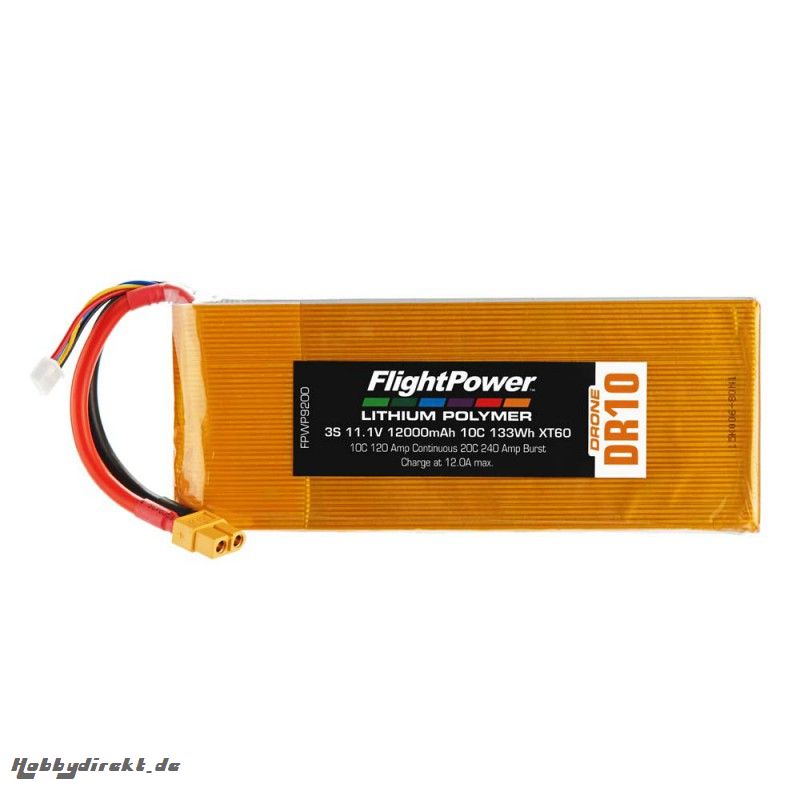 Flightpower LIPO DRONE 11.1V 12000mAh 10C XT FPWP9200