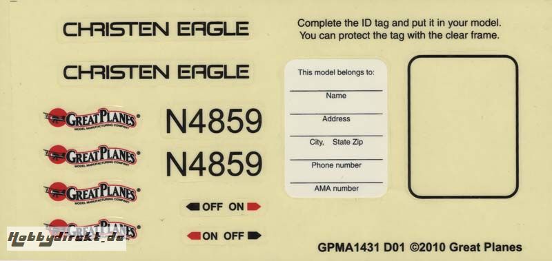 Decal Set Christen Eagle 46 ARF GPMA4170