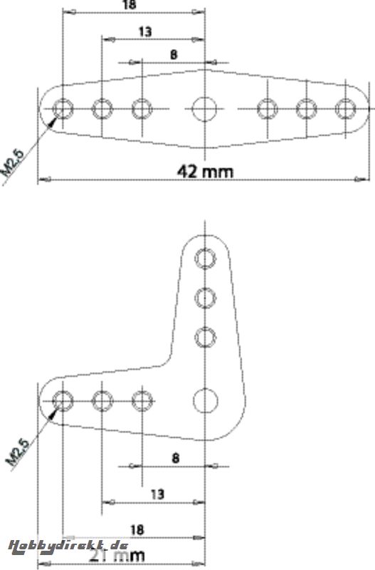 ALU-SERVOHEBEL 90° 21MM M 0,25 Robbe 1-8515 8515