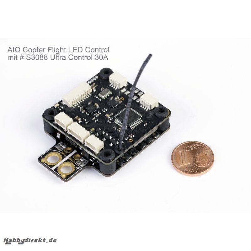 AIO Copter Flight Control mit HoTT RX und LED Steuerung + Vario + Magn. Graupner S1039