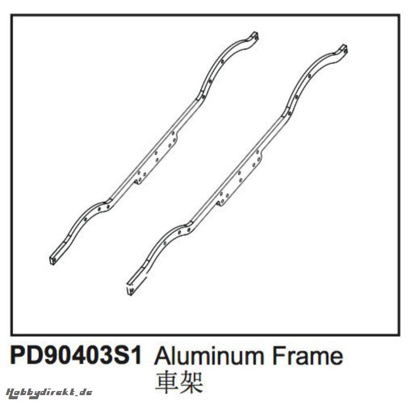 KAISER XS Chassis-Rahmen Hauptstreben, Alu (2) Thunder Tiger PD90403S1