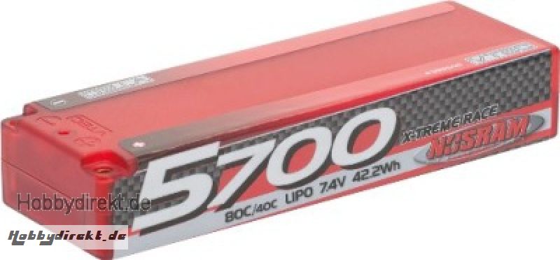 NOSRAM LiPo 5700 X-TREME Race Hardcase, 40C (80C) 7.4V Thunder T