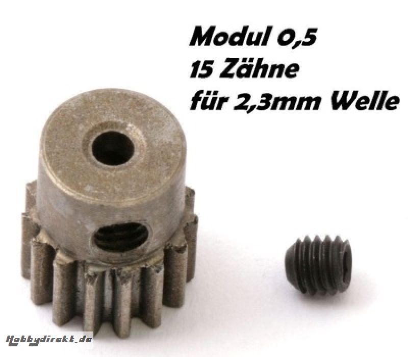 Motor-Ritzel M0,5 15Z Welle 2,3mm, z.B. für NOSRAM Micro 370 Thunder Tiger 03021156T