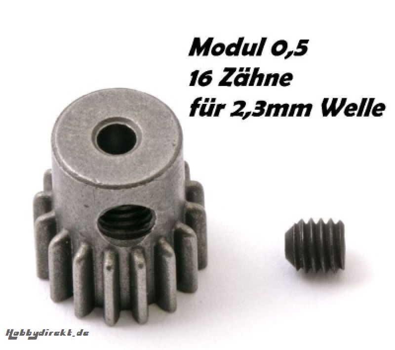 Motor-Ritzel M0,5 16Z, Welle 2,3mm z.B. für NOSRAM Micro 370 Thunder Tiger 03021158T