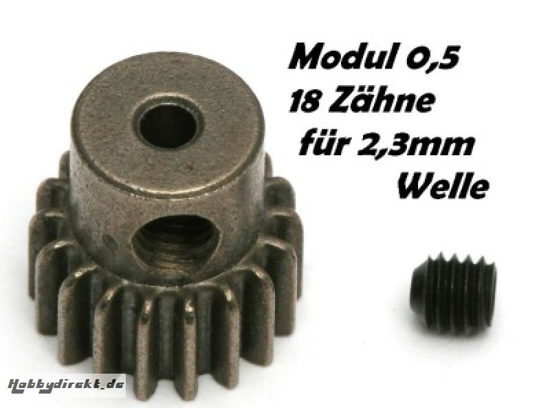 Motor-Ritzel M0,5 18Z, Welle 2,3mm z.B. für NOSRAM Micro 370 Thunder Tiger 03021160T