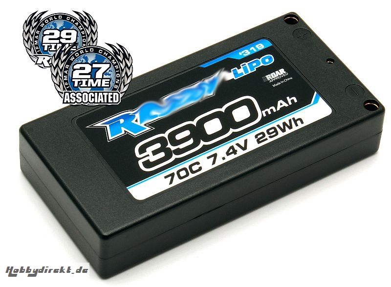 TEAM ASSOCIATED 2S LiPO 7,4V, 3900mAh, 70C Shorty Thunder Tiger