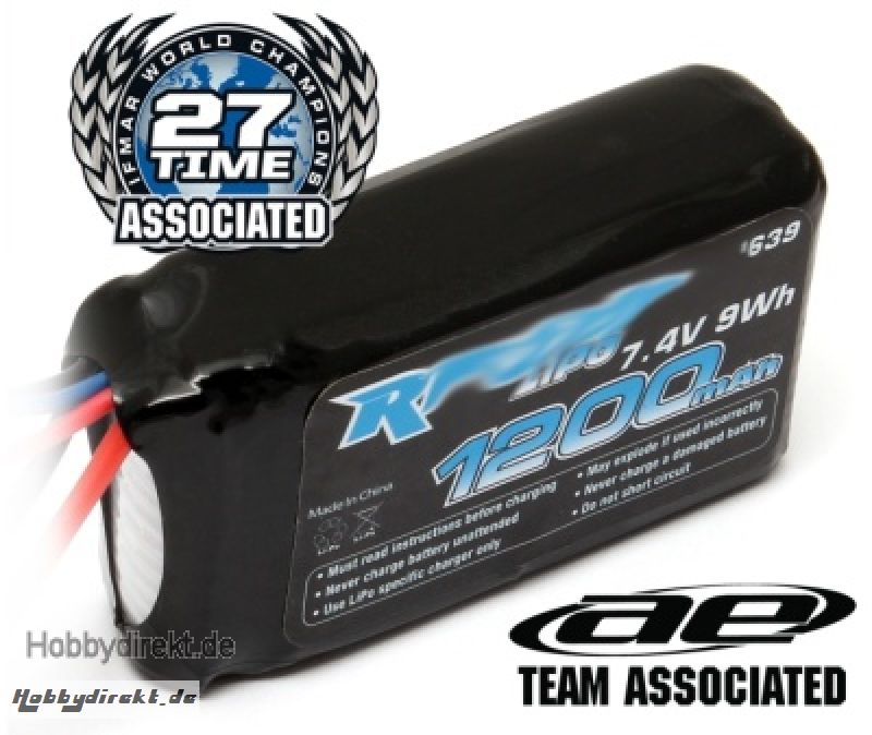 LiPo 2S 7,4V 1200mAh Empfänger-Akku TEAM ASSOCIATED Thunder Tiger 030639