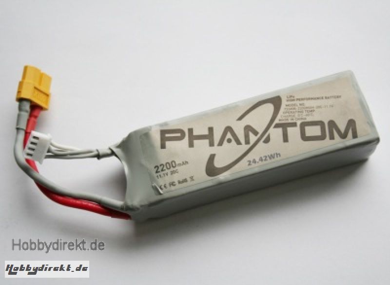 DJI PHANTOM LiPo 3S 2200mAh 11.1V 24.42Wh Thunder Tiger 036P330-12