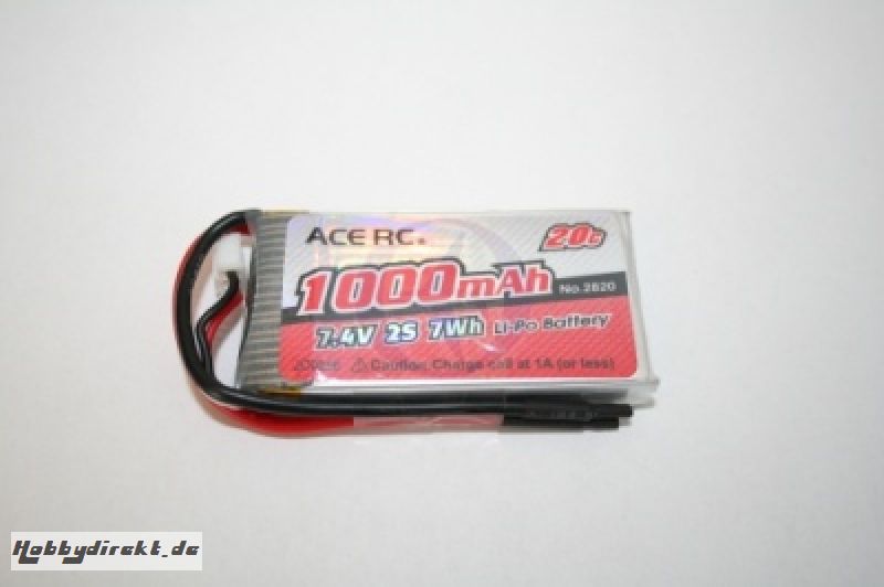 LiPo 2S-1000 20C 7,4V, ACE Thunder Tiger 2820