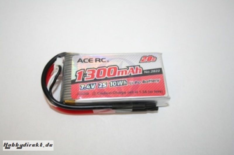 LiPo 2S-1300 20C 7,4V, ACE Thunder Tiger 2822